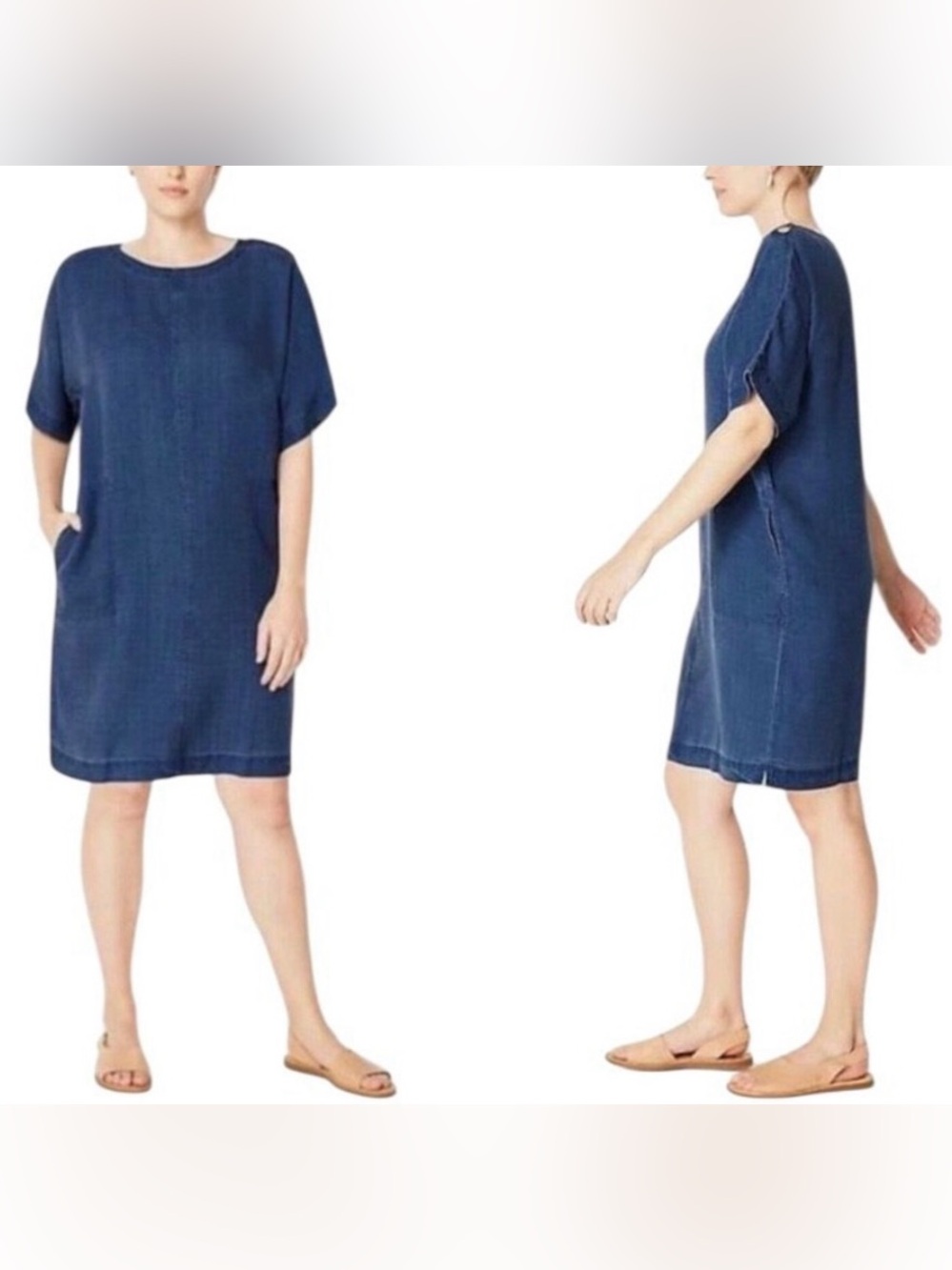 Pure Jill Indigo Tencel Shit Dress with Pockets MP